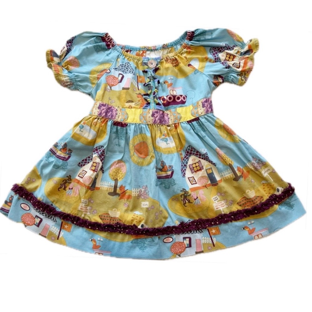 Paint by Numbers Sidewalk Chalk Matilda Jane Kids Peasant Blouse Blue and Yellow